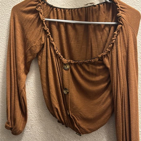 Shein Brown top off shoulder - Picture 3 of 3